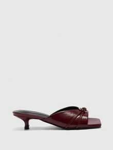CUCCOO BIZCHIC Sandalias de mujer de tacón alto con corte en V y atmósfera simple, zapatos de verano - Burdeos - Ver 2