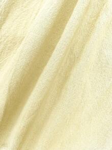 Breezaya Bộ áo liền quần cổ tròn bằng vải cotton mài, màu trơn, đính hạt. - Màu be - Xem 5