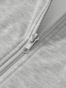 PAVTROS 男士十字贴花拉链连帽卫衣 - 灰色 - 查看 5