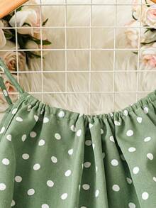 SHEIN LUNE Áo hai dây chấm bi cỡ lớn dành cho nữ, váy chấm bi mùa hè, váy chấm bi cho nữ, váy mùa hè cho nữ, váy dễ thương cho nữ, váy mùa hè cho bé gái, áo hai dây chấm bi, áo tank top chấm bi, áo chấm bi nữ, áo chấm bi xanh lá cây, áo hai dây mùa hè. - màu xanh lá - Xem 4