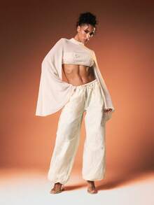 MISSGUIDED Super Crop Top With Extra Long Waterfall Sleeves High Neck Lace Trim Detail Chiffon Blouse Fall Winter Fashion - White - View 4