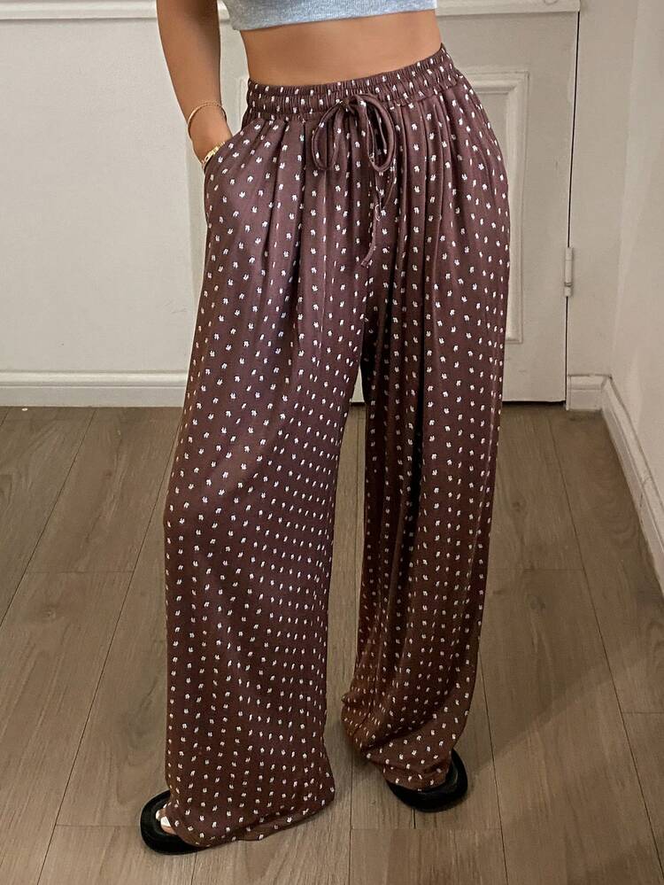 Soft Ditsy Floral Loose Knit Women Pajama Bottoms
