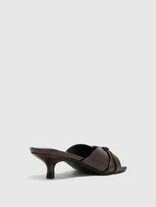 CUCCOO BIZCHIC Sandalias de mujer de tacón alto con atmósfera simple y boca en V - Marrón - Ver 10