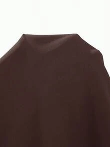 Freevana Plus Size Elegant V-Neck Long Sleeve Shirt With Ruffle Trim - Coffee Brown - View 7