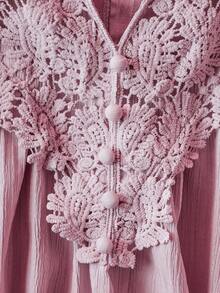 Lacomfia Áo kiểu nữ tay dài thêu họa tiết, thanh lịch, lãng mạn, đa năng, cỡ lớn. - Hồng - Xem 5