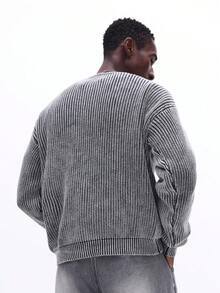 SUMWON Cárdigan de punto acanalado con botones, de manga larga y cuello en V, suéter casual de invierno para usar por capas - Azul Marino - Ver 2