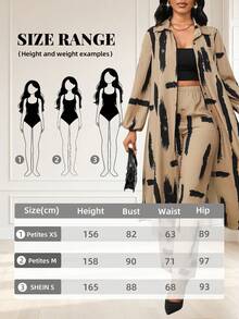 SHEIN Lady Petite Conjunto de 2 piezas de camisa de manga obispo con bolsillo y cuello tejido, elegante y casual, para primavera, verano, otoño e invierno, apto para vacaciones, iglesia, oficina y salidas de verano para mujeres - Multicolor - Ver 8