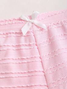 Sweetra 女士粉色纹理高弹低腰修身蝴蝶结超短裤，性感甜美少女沙滩度假风 - 粉色 - 查看 4