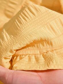 CosyJoli 大码女式宽松A字休闲衬衫，蛋黄色衬衫，纽扣衬衫，春夏女装 - 黃色 - 查看 7