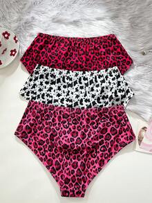 Bare Chapter 3条装女士高腰竖条纹豹纹三角裤 - 彩色 - 查看 2