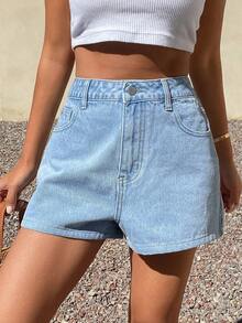 Livesso Women's Casual Fashionable Denim Shorts - Blue - View 5