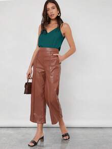 SHEIN BIZwear 新款春夏可调节吊带V领背心，百搭设计，适合办公室、社交场合，Y2K风格 - 黑色 - 查看 6