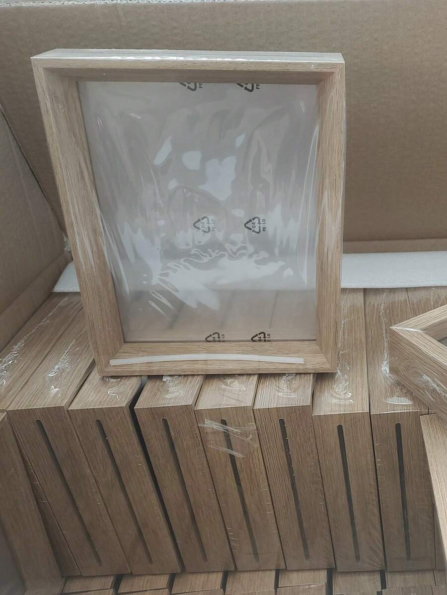 SHEIN 1 Double-Sided Photo Frame, High Transparent Acrylic Glass Wood Plastic Retro Photo Frame, DIY Photo Frame, Can Be Placed In Photos, Specimen Display Frame Calligraphy Frame Photo Frame, Suitable For Living Room, Bedroom Decoration, Holiday Party, Birthday Gift, Home Decoration, Interior Decoration, Creative Desktop Plant Specimen Storage, Valentine's Day Gift (This One Only Has A Photo Frame, No Painting Core, Cardboard, Mind Carefully) - Multicolor - View 1