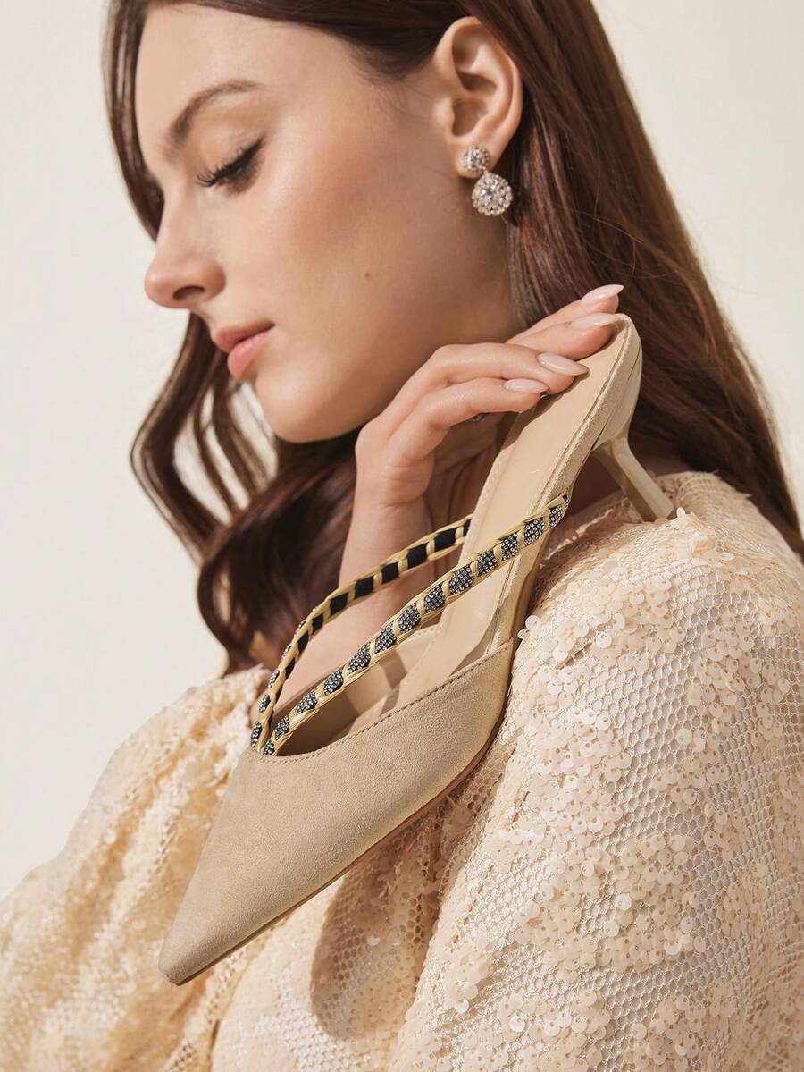 CUCCOO CHICEST Giày cao gót mũi nhọn nữ, kiểu dáng thường ngày, dễ xỏ. - Màu be - Xem 1