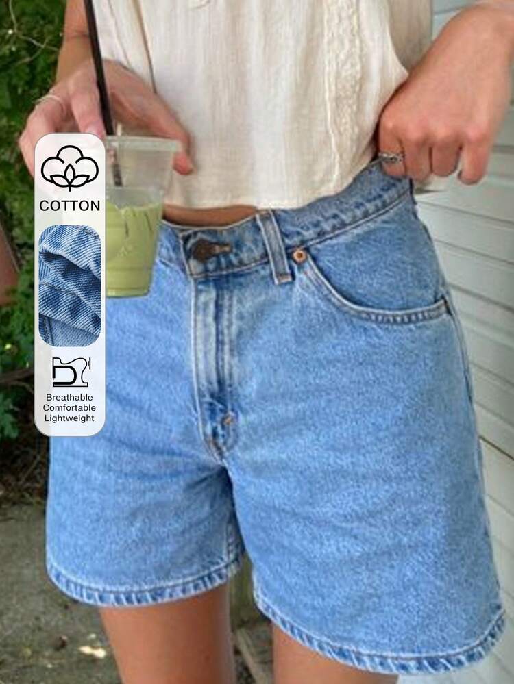 Women's Casual Loose Distressed Denim Shorts, Relaxed Vacation Style, Spring/Summer Jorts