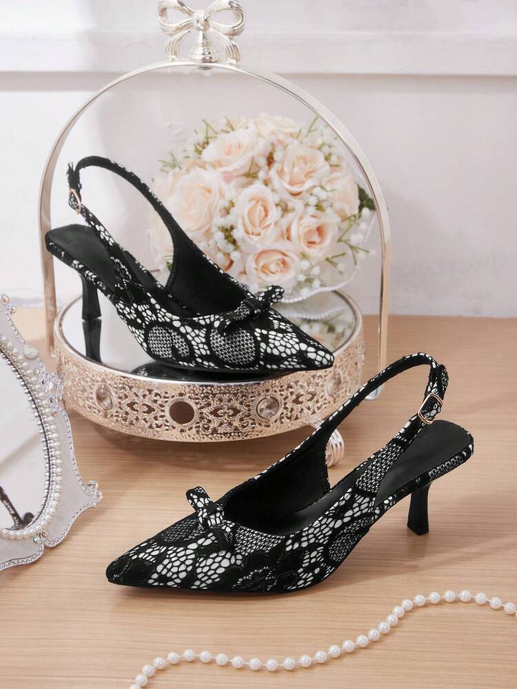 CUCCOO HITCHD Women's Pointed Toe Buckle Design Bow Decor Elegant High Heels Elegant Shoes
