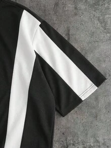 AXEPEAK Men's Contrast Graphic Print Casual Round Neck Short Sleeve T-Shirt, Summer - Black - View 4