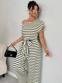 Elenzga Bộ đồ nữ cỡ lớn thanh lịch gồm áo không tay cổ xếp ly dáng rộng và quần ống đứng, thích hợp cho mùa xuân/hè. - Nhiều màu - Xem 1