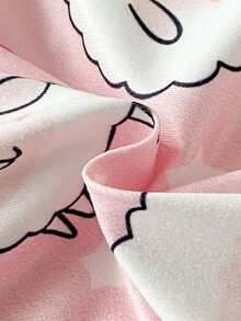女婴可爱小羊动物印花全包式粉色波点袖口两件套睡衣 - 淺粉色 - 查看 4