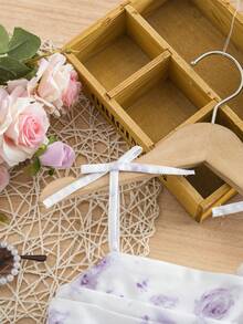 SHEIN 女婴优雅可爱白色碎花吊带荷叶边连衣裙 - 白色 - 查看 6