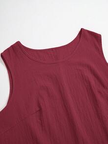 EMERY ROSE 加大码纯色无袖纹理面料两件套，夏季 - 玫瑰紅 - 查看 6