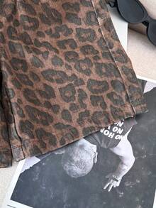 Quần short denim dáng rộng, cạp chun, túi xéo, họa tiết da báo dành cho bé trai. - màu nâu - Xem 5