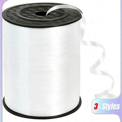 SHEIN 1 Roll, 250 White Curling Ribbon For Gift Wrapping, Balloon String, Wedding, Birthday, - Metallic Shiny " Ribbon For Bouquets And Flower Wrapping Paper Valentine DAY, Valentines Wedding, Birthday
