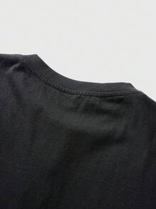 ROMWE MEN Goth 男士哥特图案圆领休闲百搭日常短袖T恤 - 黑色 - 查看 5