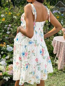 SHEIN Maternity Casual Floral Print Sleeveless Dress - White - View 2