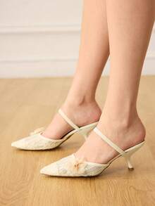 CUCCOO HITCHD Tacones altos de mujer con diseño de hebilla y punta afilada, versátiles para uso diario - Amarillo - Ver 7