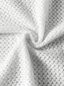 Manfinity Roghcode Men's Solid Color Large Crew Neck Hollow-Out Jacquard Knit Tank Top, Summer - White - View 3