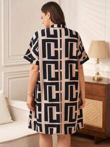 Rosumi 大码夏季休闲印花短袖连衣裙 - 彩色 - 查看 5