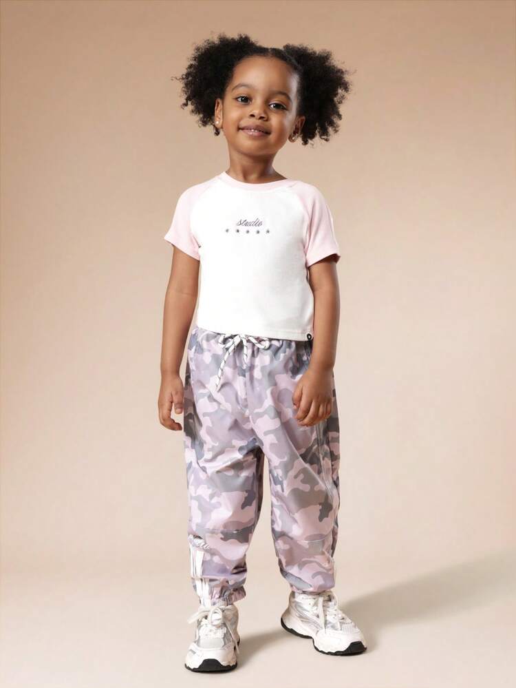 Raglan T-Shirt With Camouflage Joggers Set