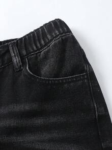 少女牛仔裤，黑色牛仔布，Y2K风格，休闲风，心形刺绣设计，宽松舒适纯棉面料，适合日常穿着、上学、通勤、聚会、返校季等场合，2026新款上市 - 黑色 - 查看 4