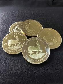 1967 South African Krugerrand Gold Coin Replica 4cm Diameter Role Play Prop For Historical Reenactment Teaching Display Valentines Day Gift Spring Summer Style Must Haves - Gold - View 3