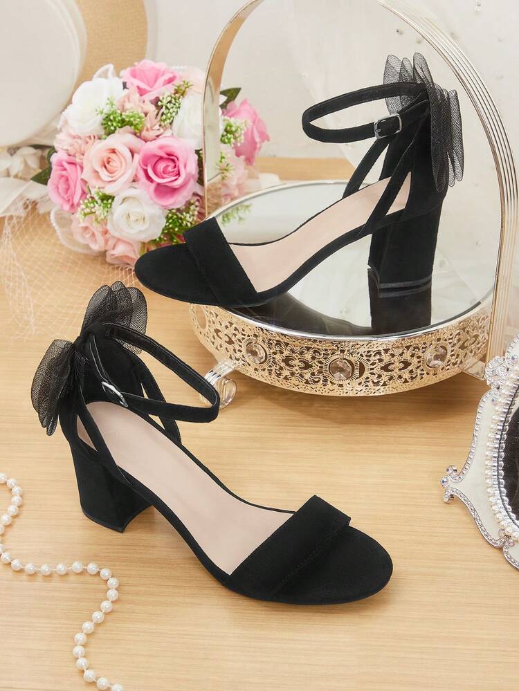 CUCCOO HITCHD Women's Bow Decor Buckle Design Fashionable Elegant High Heel Sandals Valentine's Day Elegant Shoes