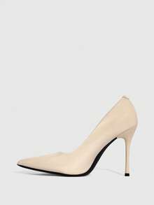CUCCOO SZL Women's Solid Color Pointed Toe Minimalist High Heel Pumps, Casual Everyday Wear Spring Shoes Spring Break Easter For Christmas Valentine's Day Spring Shoes - Lacquered milk apricot - View 9