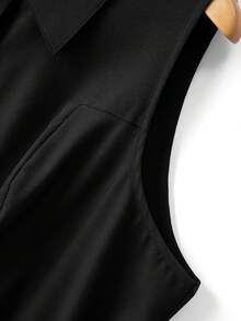 GlowEve CURVE Plus Size Women's Solid Color Lapel Button Casual Versatile Commuter Shirt - Black - View 6