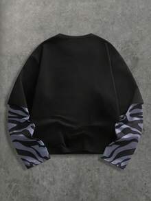 Manfinity VCAY Camiseta de manga corta con estampado gráfico, sudadera negra, camisa de diseño negro, suéter con estampado gráfico negro, suéter negro, sudadera para hombre - Multicolor - Ver 6
