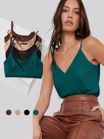 BizChic Nueva Camiseta de Tirantes Ajustables con Cuello en V para Primavera/Verano, Versátil para Oficina, Eventos Sociales, Estilo Y2K