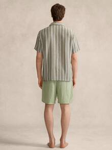 Men's Striped Shirt And Shorts Pajama Set - Multicolor - View 2