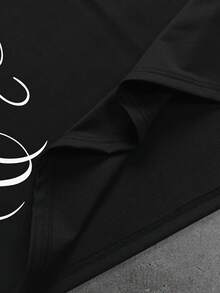 STYNVO 男士极简印花圆领短袖T恤和短裤套装 - 黑色 - 查看 8