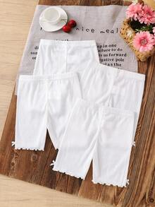 SHEIN 4pcs/Set Young Girl Solid Color Knit Casual Leggings Shorts,Summer Soft Comfy Elastic Waist Biker Shorts For Girls,Kids Toddler School Bike Shorts - Multicolor - View 6
