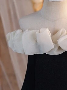 SHEIN 女童撞色露肩优雅夏季连衣裙 - 彩色 - 查看 8