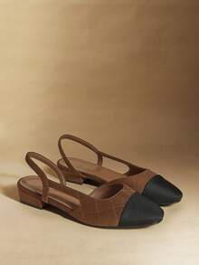 Rosivie Commuting Fashionable Color Block Comfortable Non-Slip Flat Low Heel Women Loafers Valentine's Day - Rust Brown - View 3