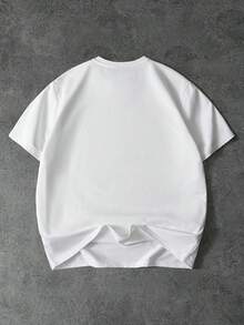 PAVTROS 男士夏季字母印花圆领短袖休闲 T 恤男士夏季服装男士街头潮流街头潮流 T 恤男士落肩 T 恤、街头潮流、男友礼物、返校、图案 T 恤、返校 - 白色 - 查看 2