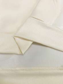 EMERY ROSE 女士加大码字母印花落肩抽绳保暖卫衣，长袖上衣，适合毕业季、返校季、女教师制服、返校套头衫秋季套装。 - 杏色 - 查看 6