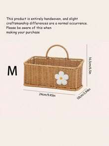 1-Pack Woven Rattan Storage Basket - Farmhouse Style Rustic Picnic & Wedding Decor, Wall-Mounted/Portible Organizer For Kitchen (Onions/Eggs/Snacks), Bathroom, Easter Display, Boho Plant Hanger With Mixed Metal Frame - Apricot - View 8