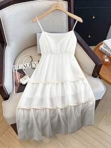 GlowEve 法式优雅无袖吊带连衣裙，收腰设计，适合夏季海滩度假，优雅迷人 - 白色 - 查看 2