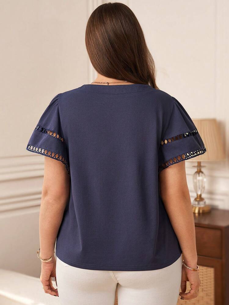 Plus Size Women's Solid Color Round Neck Ruffle Short Sleeve Casual T-Shirt/Summer/Vacation Summer Outfits Beach Vacation Outfits Formal Attire For Women Peplum Top BOHO Clothes Premium Tops For Women Blouse For Women Casual Elegant Women's Short Sleeve Tops Women's Tops For Summer Summer Outfits For Women Beach Outfit For Women Casual Vacation Outfits Women Country Concert Outfit Peplum